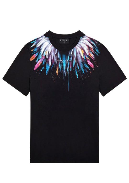 FesFas feathers-print T-shirt | Black | Men