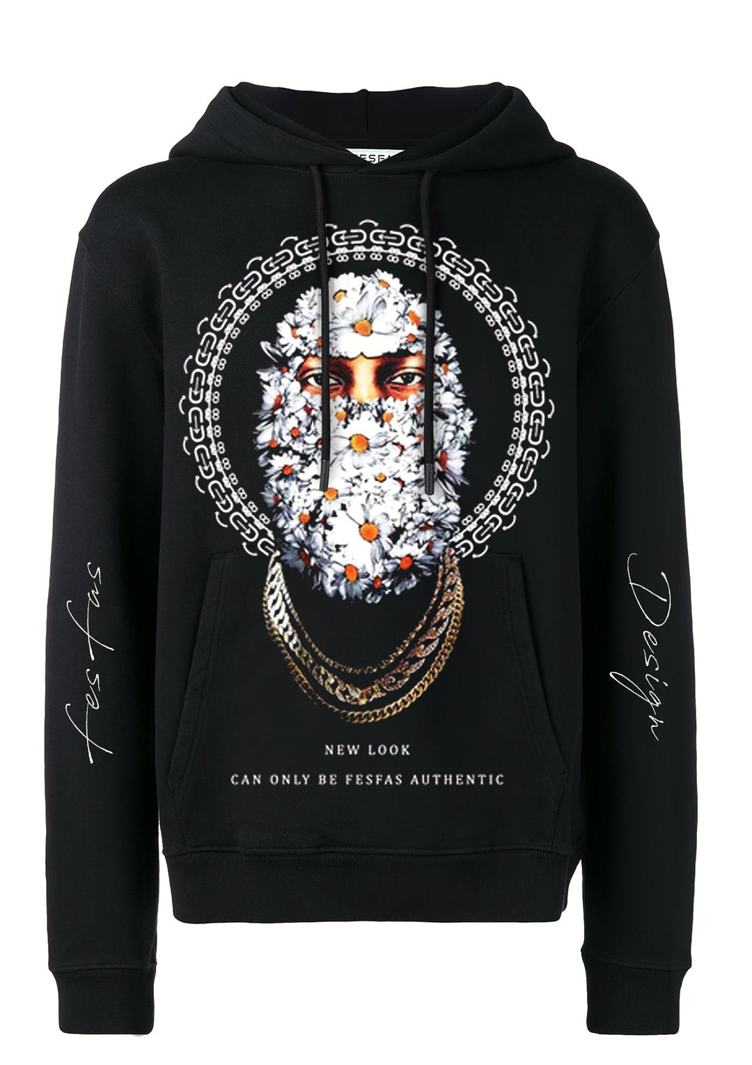 FesFas white chrysanthemum-print Hoodie | Black | Men