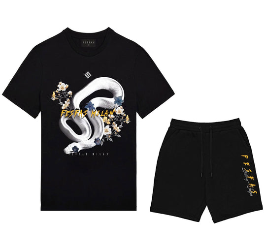 FesFas white snake-print T-shirt Set | Black | Men