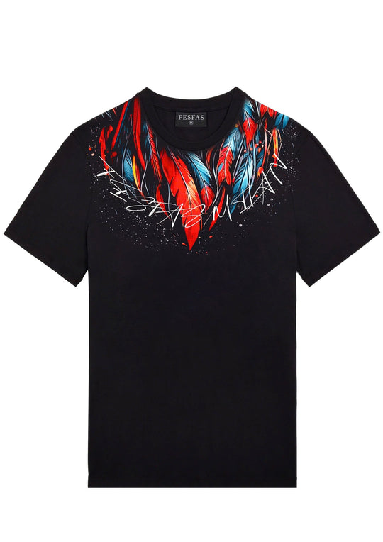FesFas red feathers-print T-shirt | Black | Men