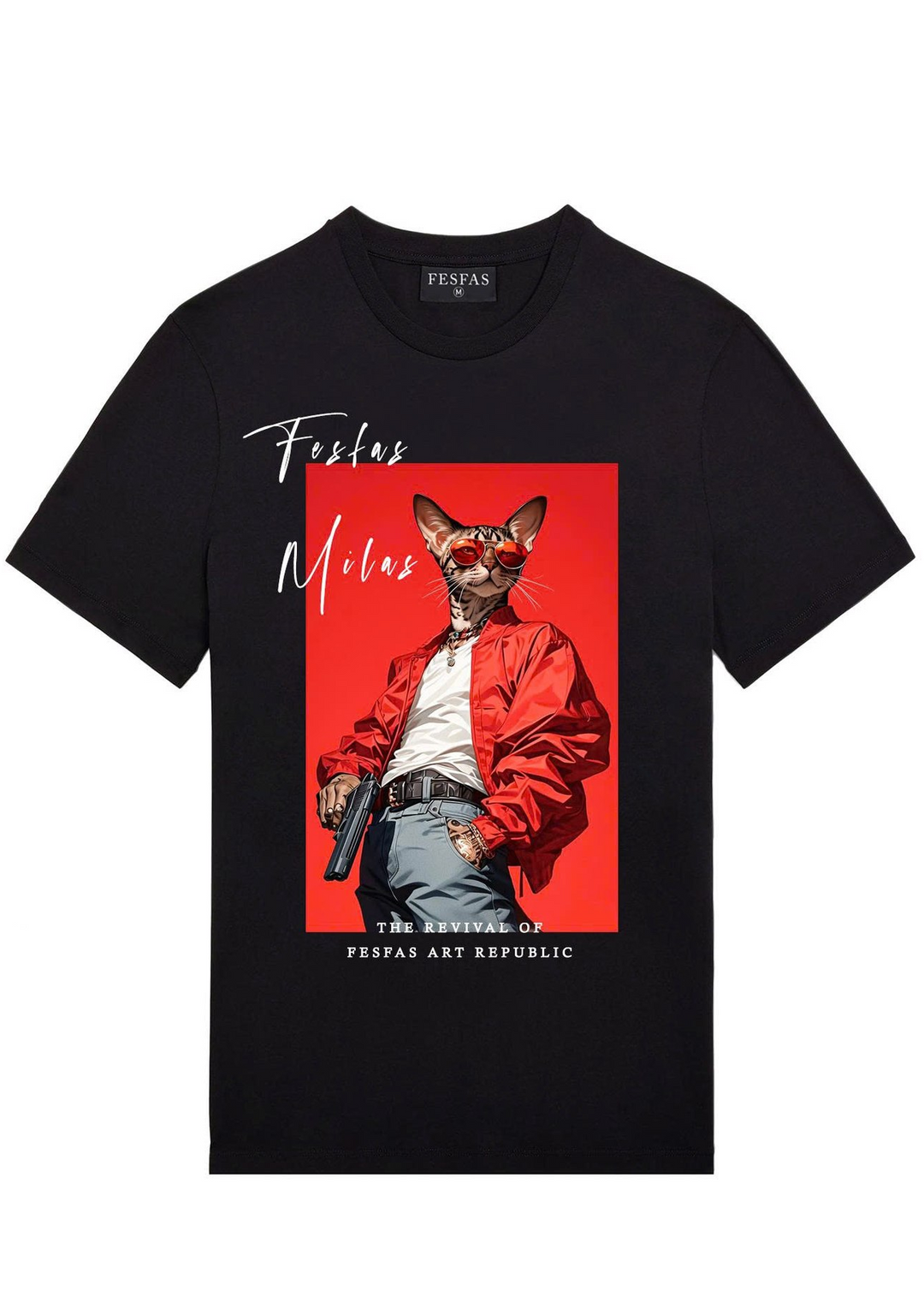 FesFas swag cat-print T-shirt | Black | Men