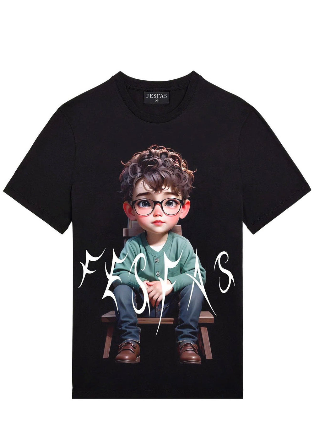 FesFas cute boy-print T-shirt