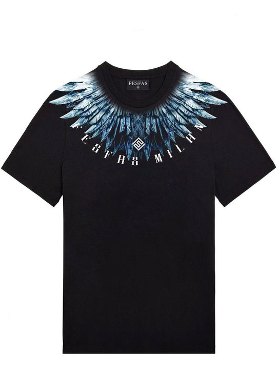 FesFas feathers-print T-shirt | Black | Men