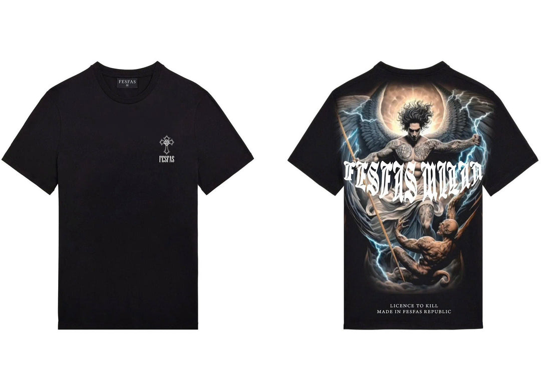 FesFas Angel-print T-shirt | Black | Men
