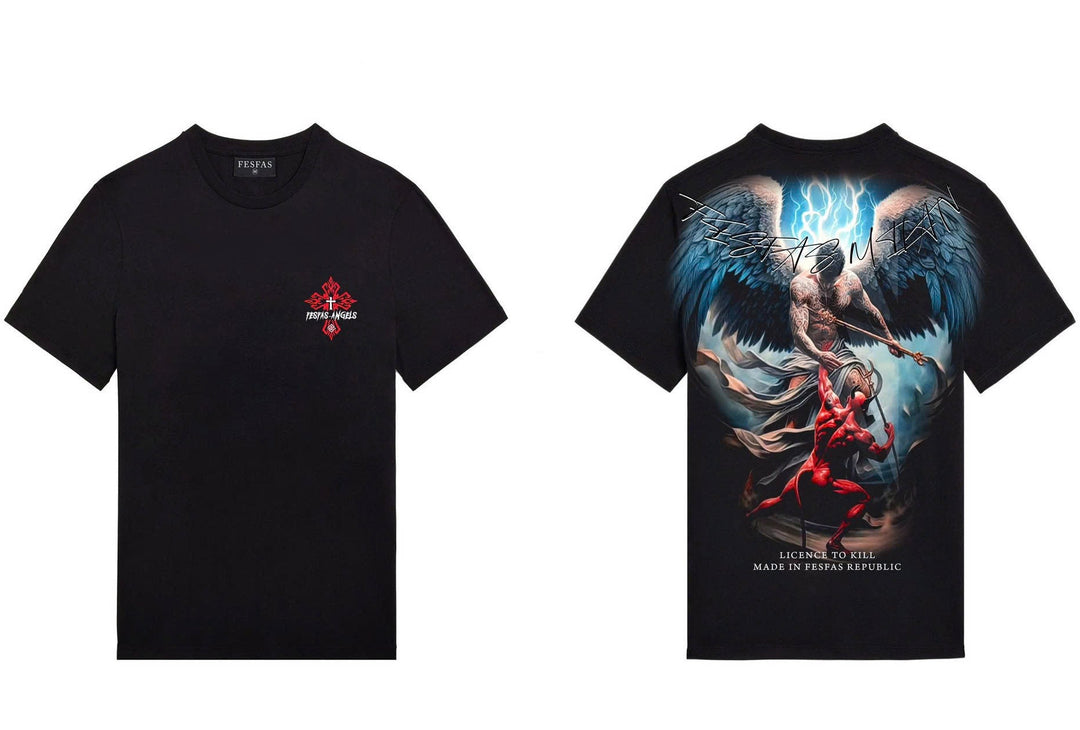 FesFas Angel-print T-shirt | Black | Men