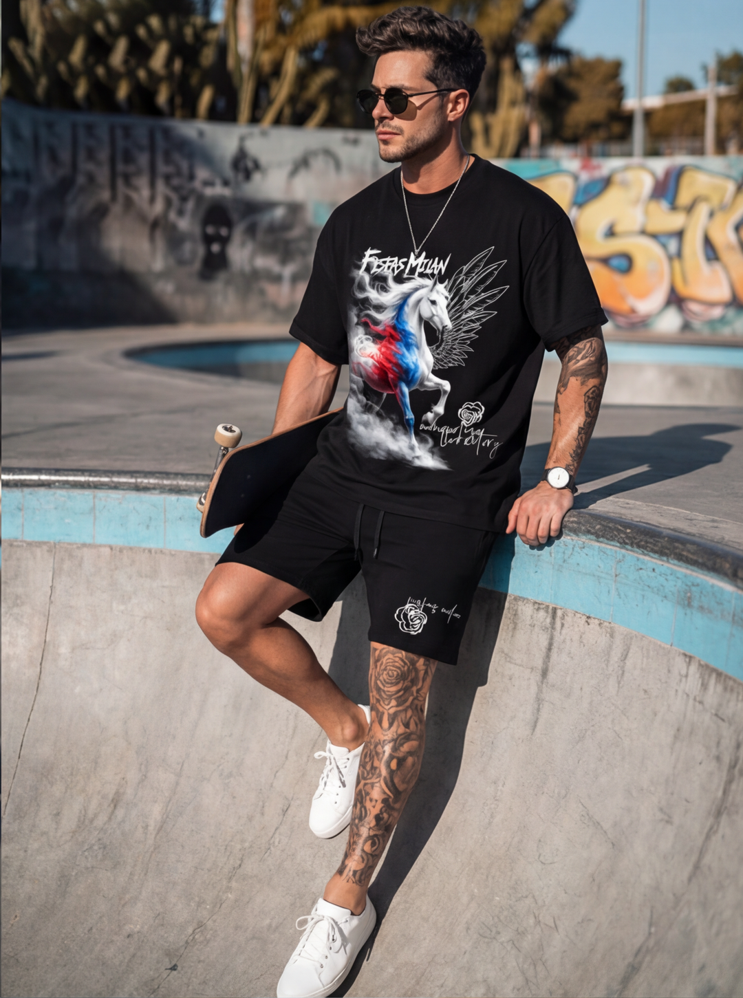 FesFas horse-print T-shirt Set | Black | Men