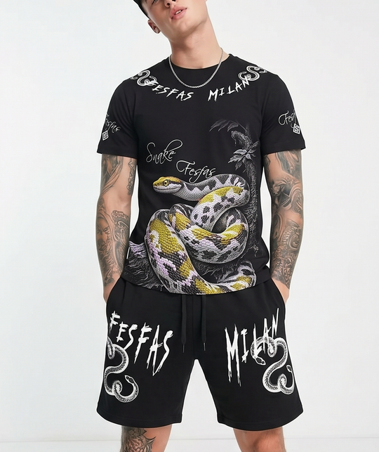 FesFas anaconda-print T-shirt Set | Black | Men