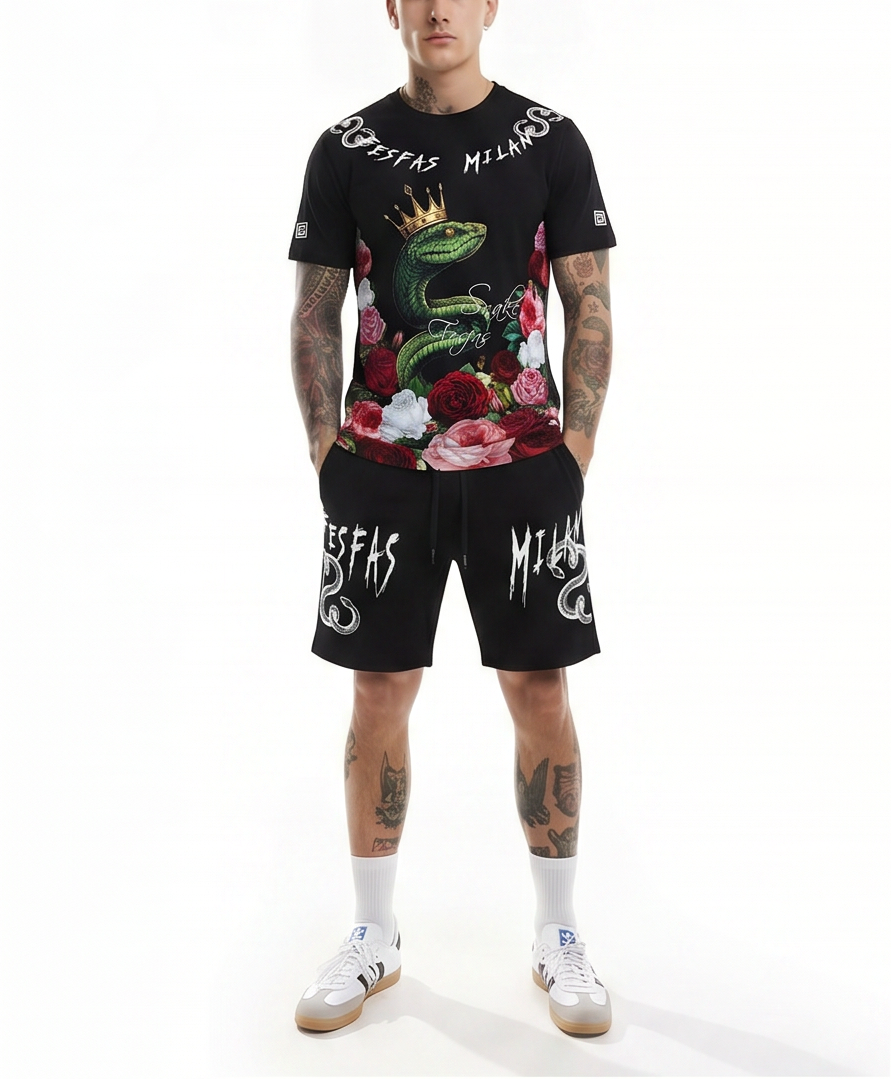 FesFas snake king-print T-shirt Set | Black | Men