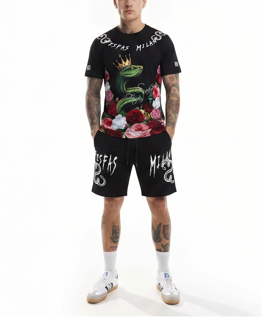 FesFas snake king-print T-shirt Set | Black | Men