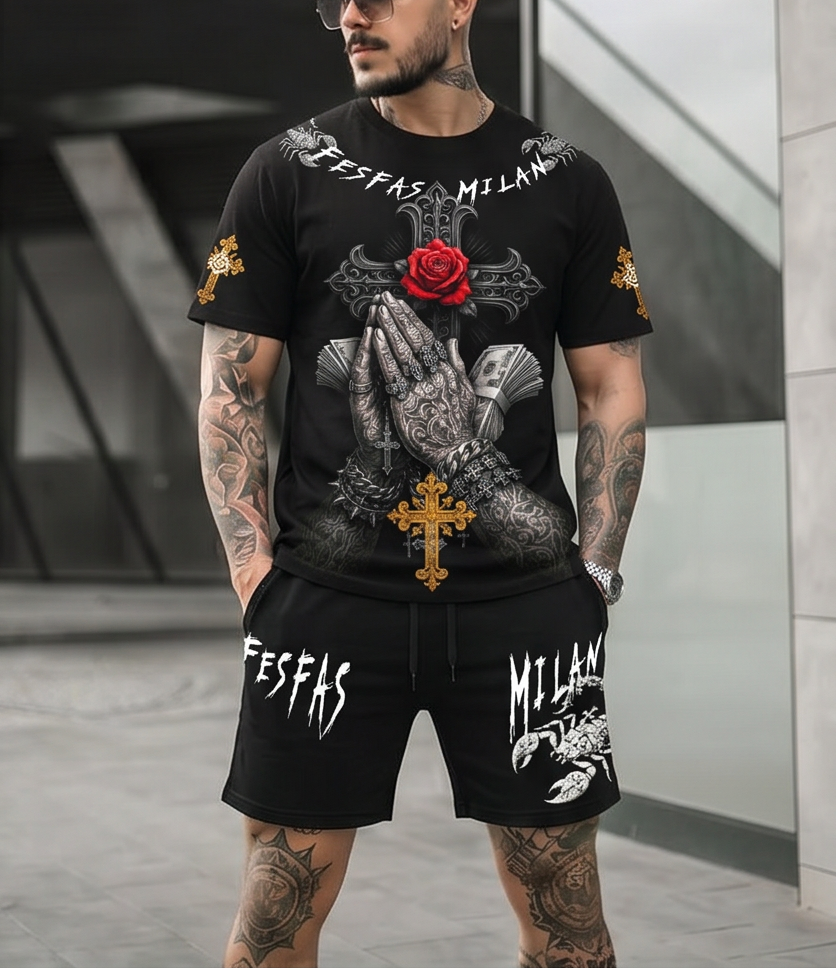 FesFas scorpion-print T-shirt Set | Black | Men