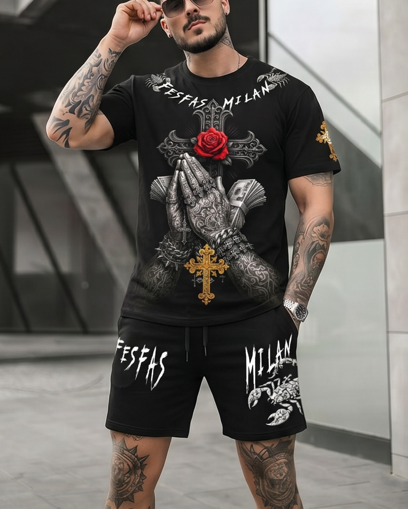 FesFas scorpion-print T-shirt Set | Black | Men