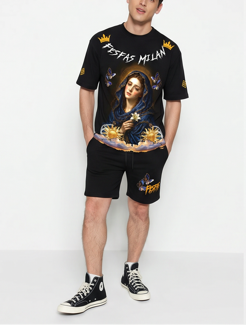 FesFas goddess-print T-shirt Set | Black | Men