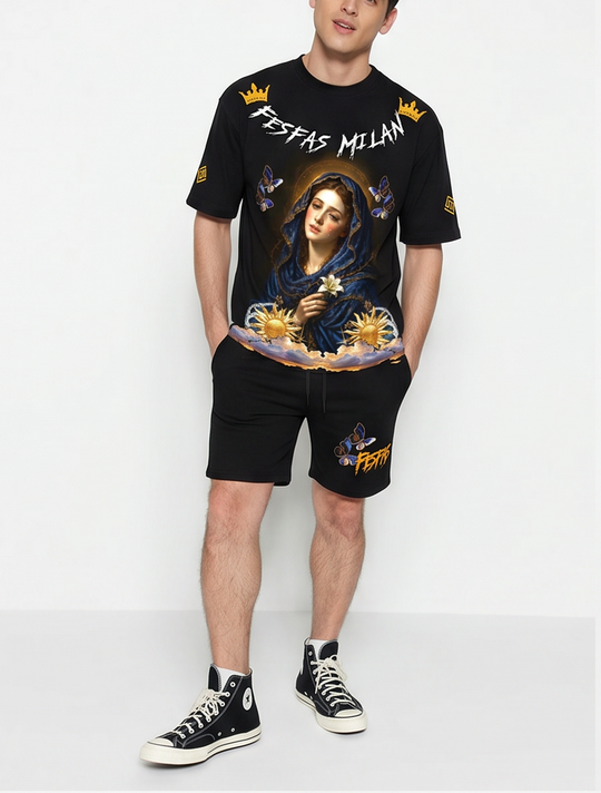 FesFas goddess-print T-shirt Set | Black | Men