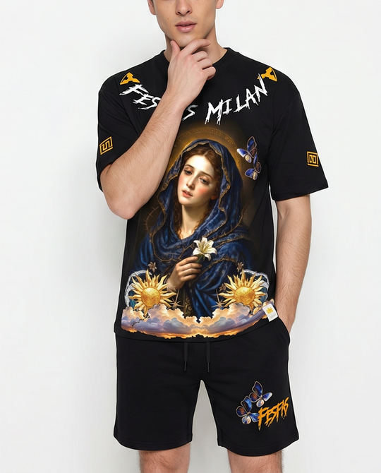 FesFas goddess-print T-shirt Set | Black | Men