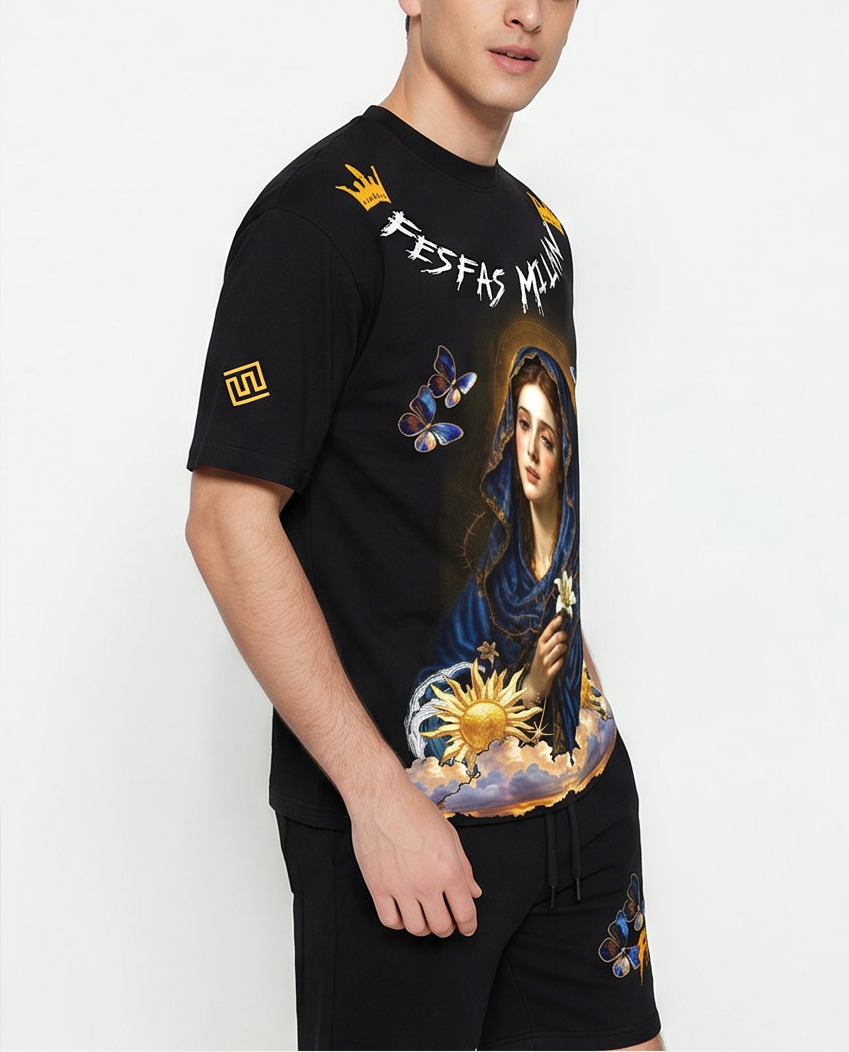 FesFas goddess-print T-shirt Set | Black | Men