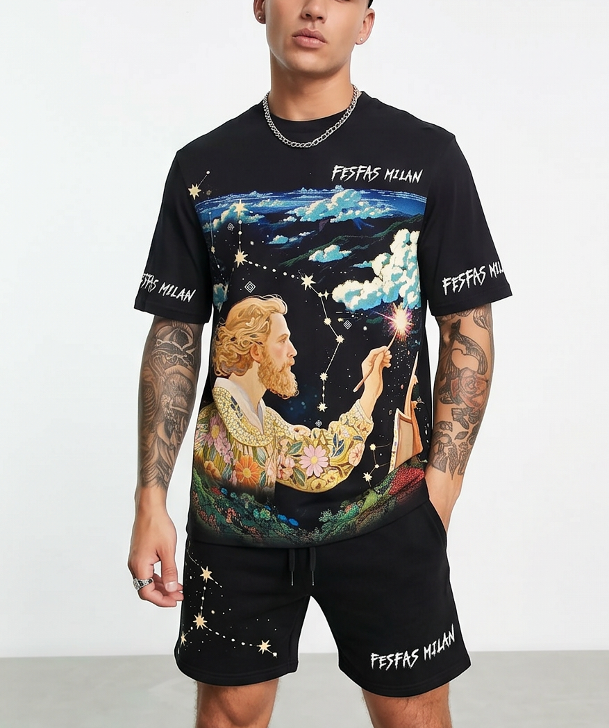 FesFas painting-print T-shirt Set | Black | Men