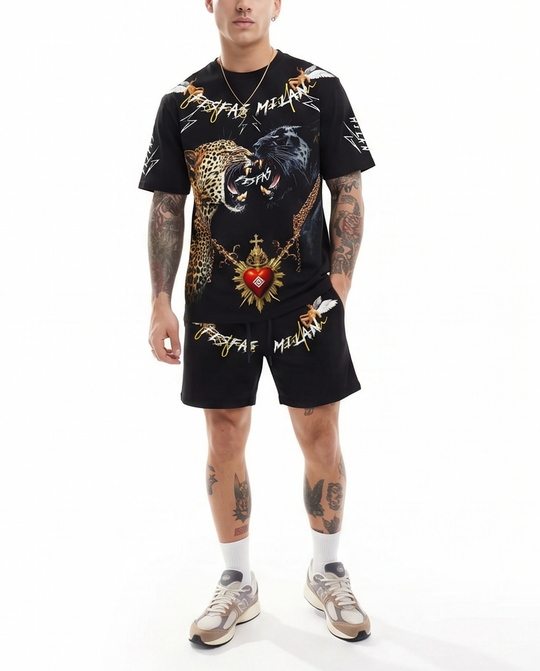 FesFas leopard-print T-shirt Set | Black | Men