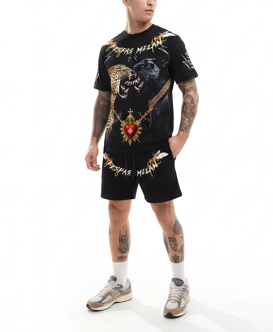 FesFas leopard-print T-shirt Set | Black | Men