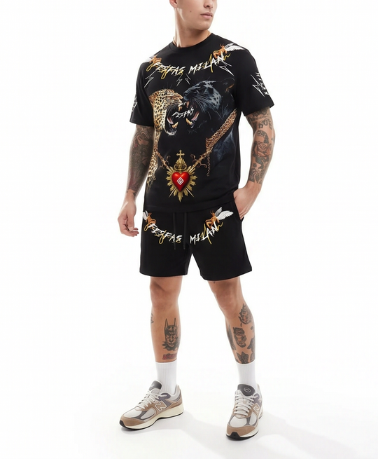 FesFas leopard-print T-shirt Set | Black | Men