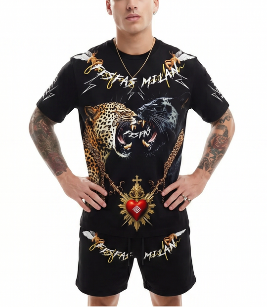 FesFas leopard-print T-shirt Set | Black | Men
