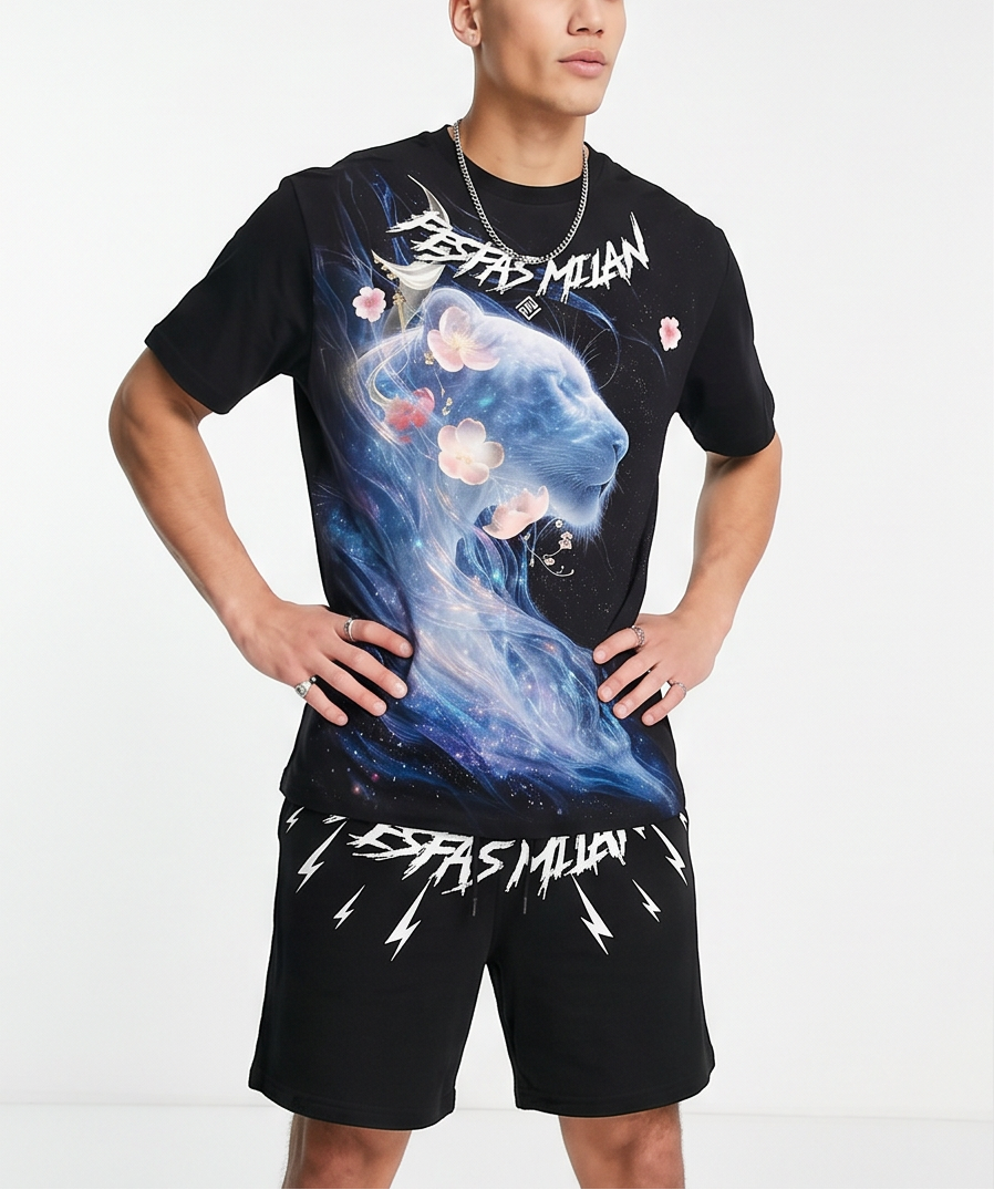 FesFas galaxy lioness-print T-shirt Set