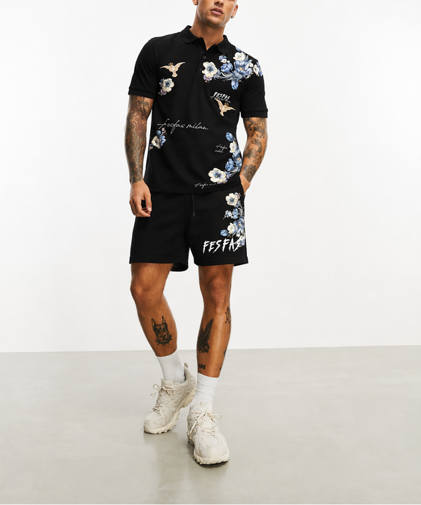 FesFas blue flowers-print Polo Set | Men | Black