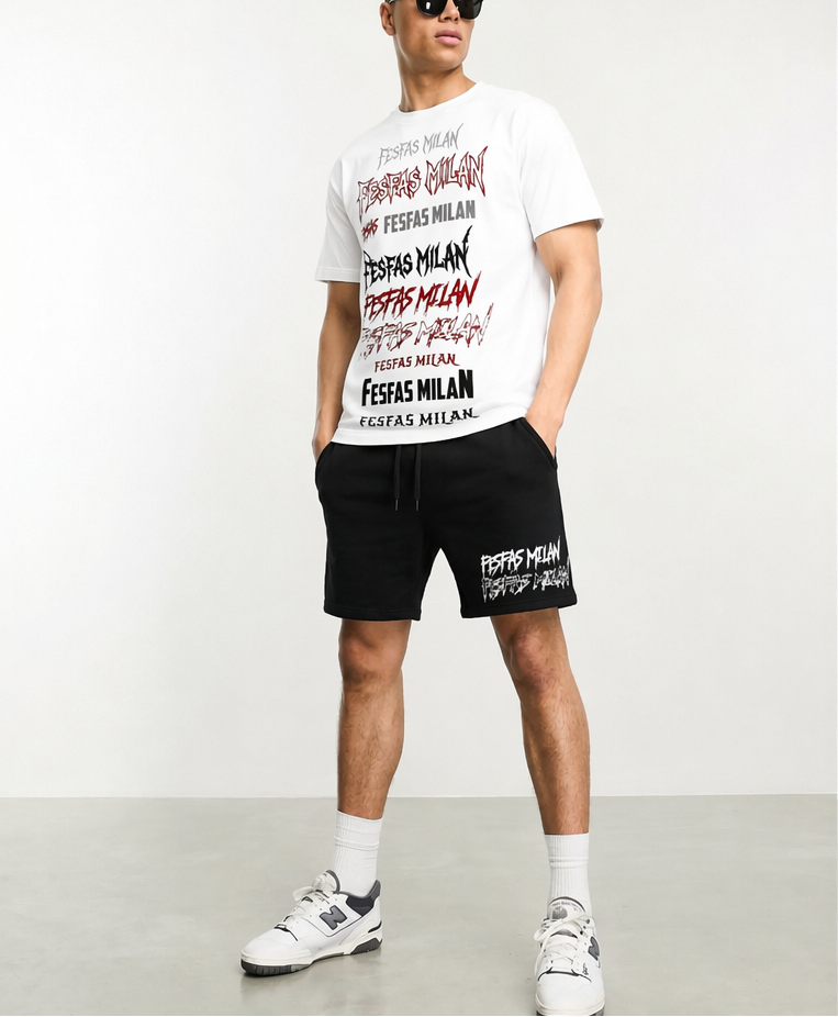 FesFas graphic-print T-shirt Set | Black &amp; White | Men