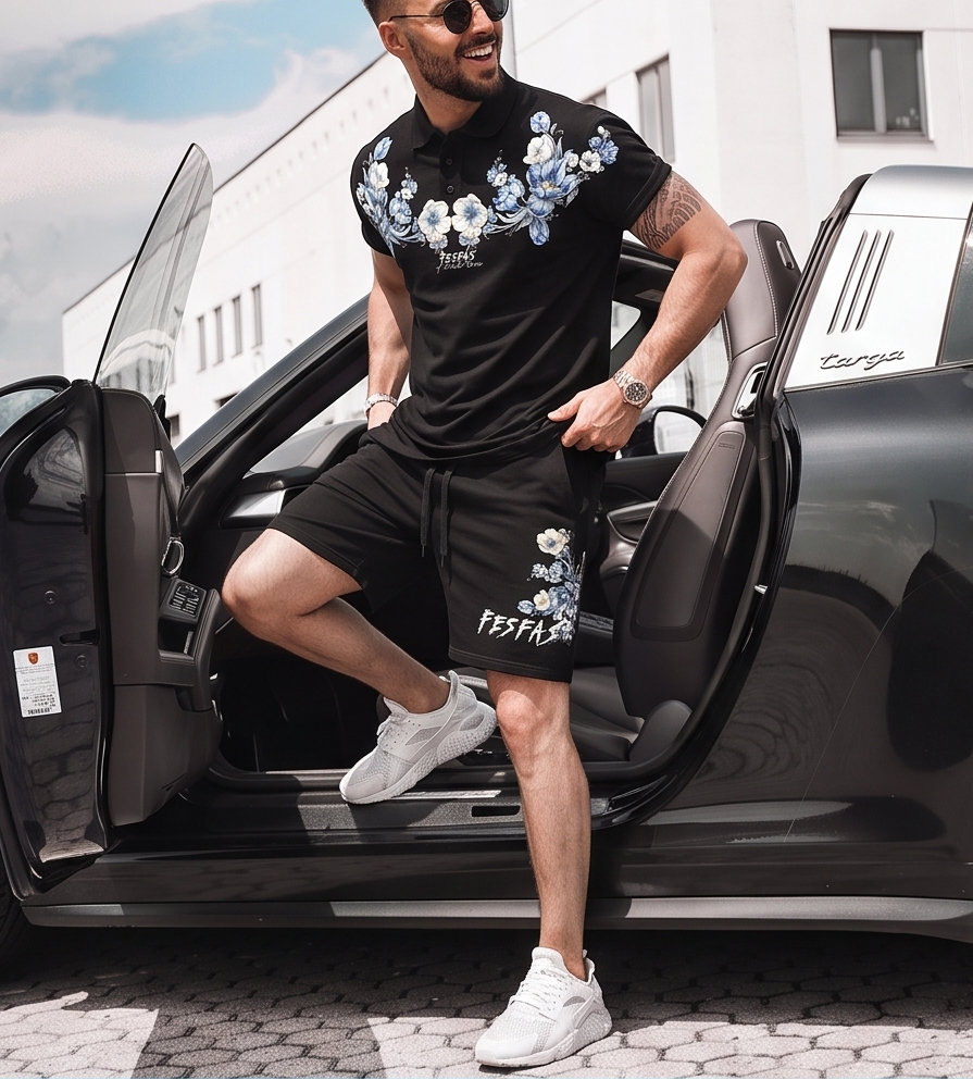 FesFas blue flowers-print Polo Set