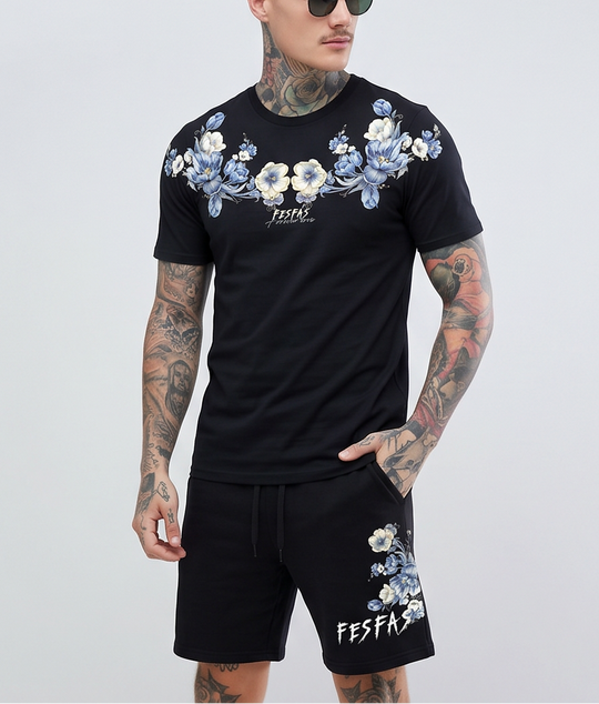 FesFas blue flowers-print T-shirt Set | Black | Men