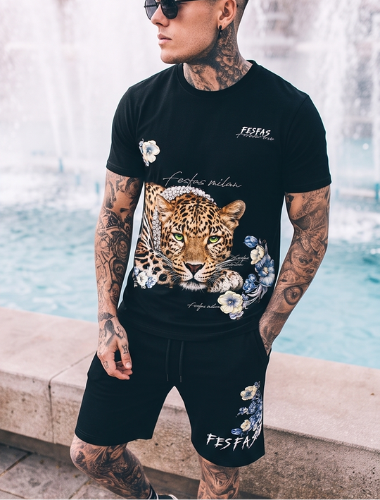 FesFas leopard-print T-shirt Set | Black | Men
