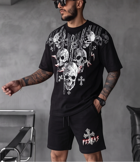 FesFas skulls-print T-shirt Set | Black | Men