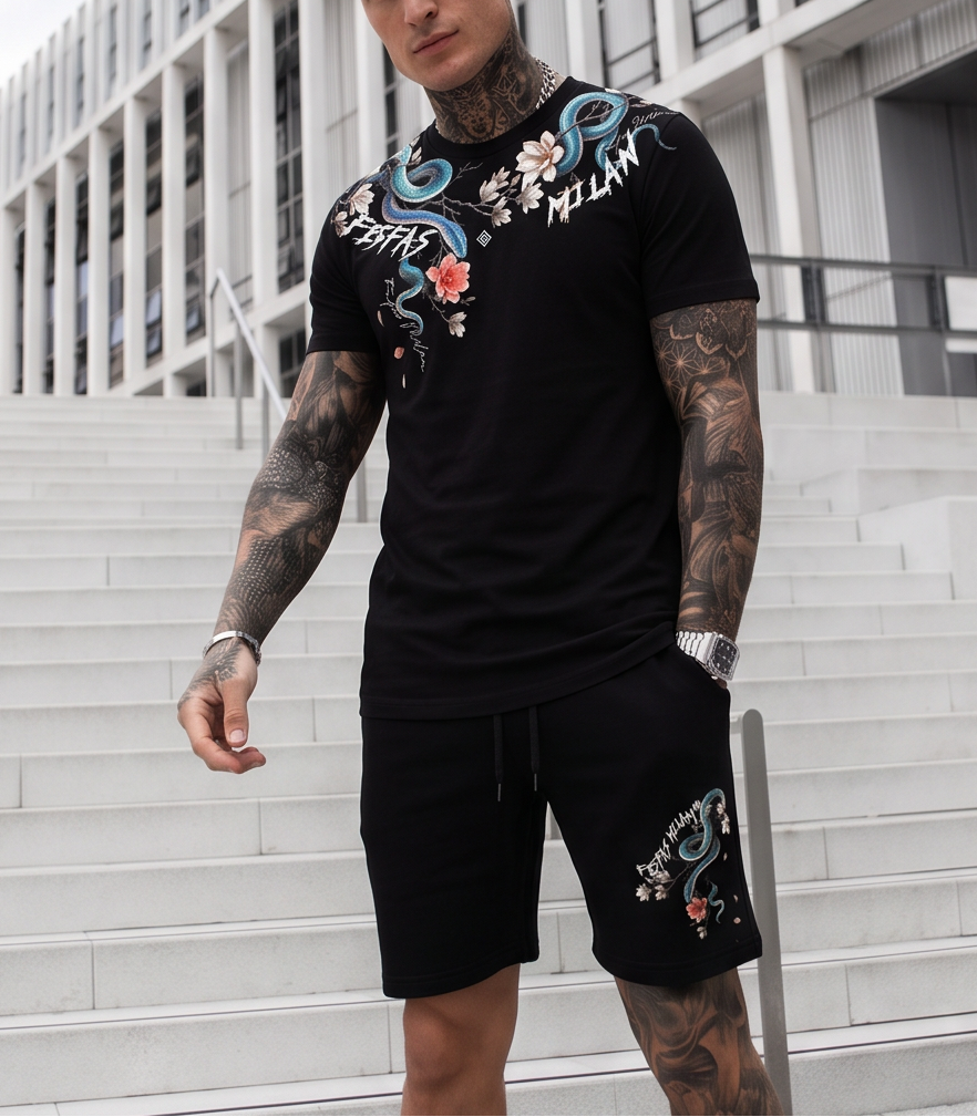 FesFas jade snake-print T-shirt Set