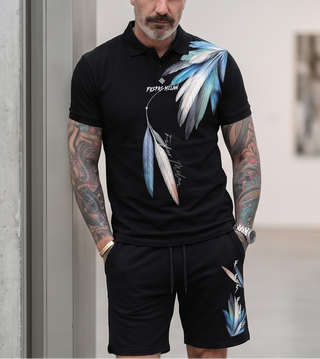 FesFas blue feathers-print Polo Set | Men | Black