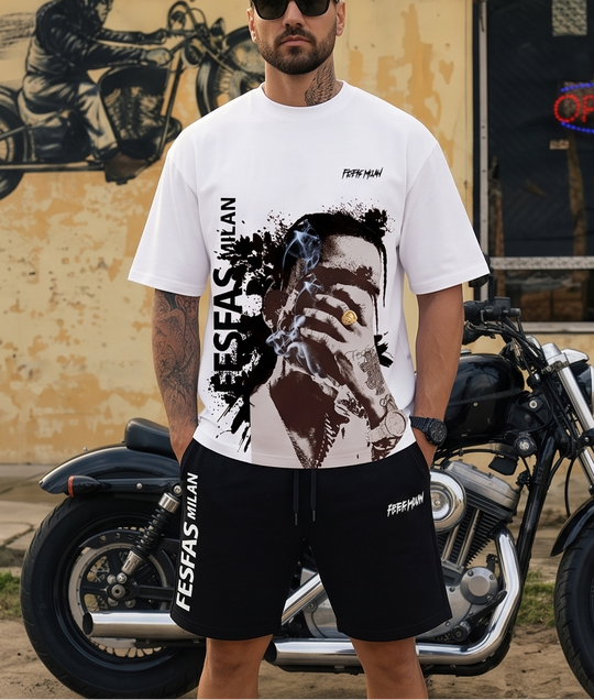 FesFas graphic-print T-shirt Set | Black &amp; White