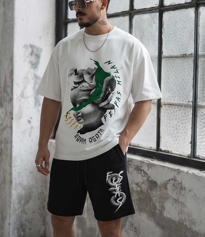 FesFas born again-print T-shirt Set | Black & White
