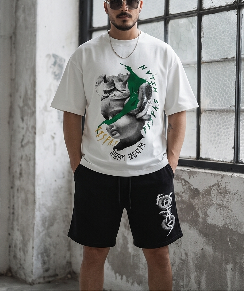FesFas born again-print T-shirt Set | Black &amp; White