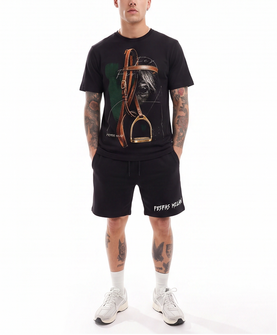 FesFas brass pedals-print T-shirt Set