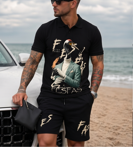 FesFas Mr. Crane-print Polo Set