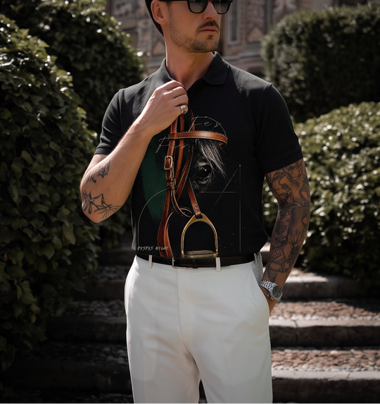 FesFas brass pedals-print Polo Shirt