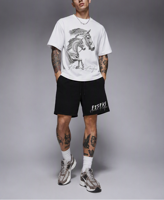 FesFas silver horse-print T-shirt Set