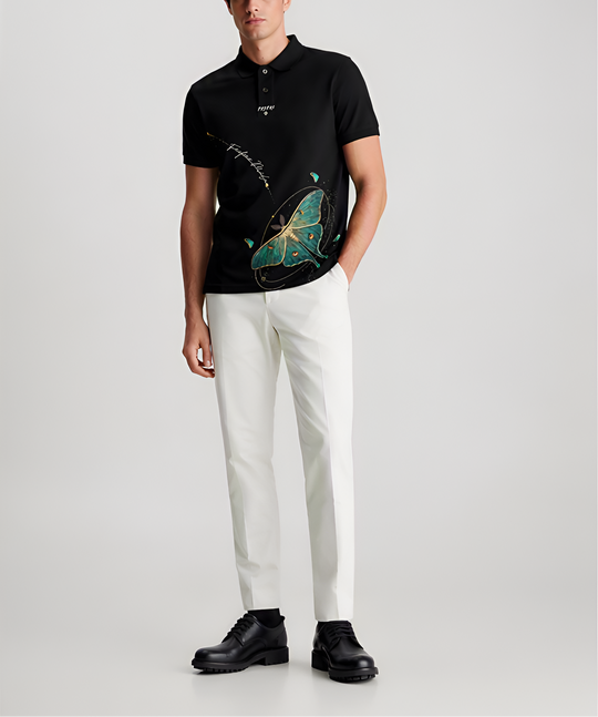 FesFas luna butterfly-print Polo Shirt
