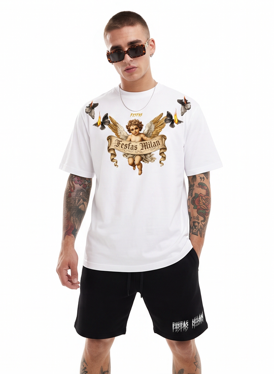FesFas little angel-print T-shirt Set