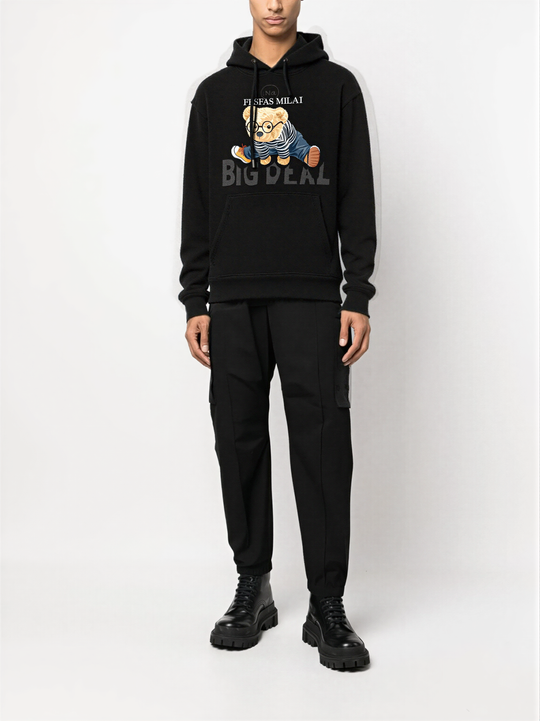 FesFas striped bear-print Hoodie | Black | Men