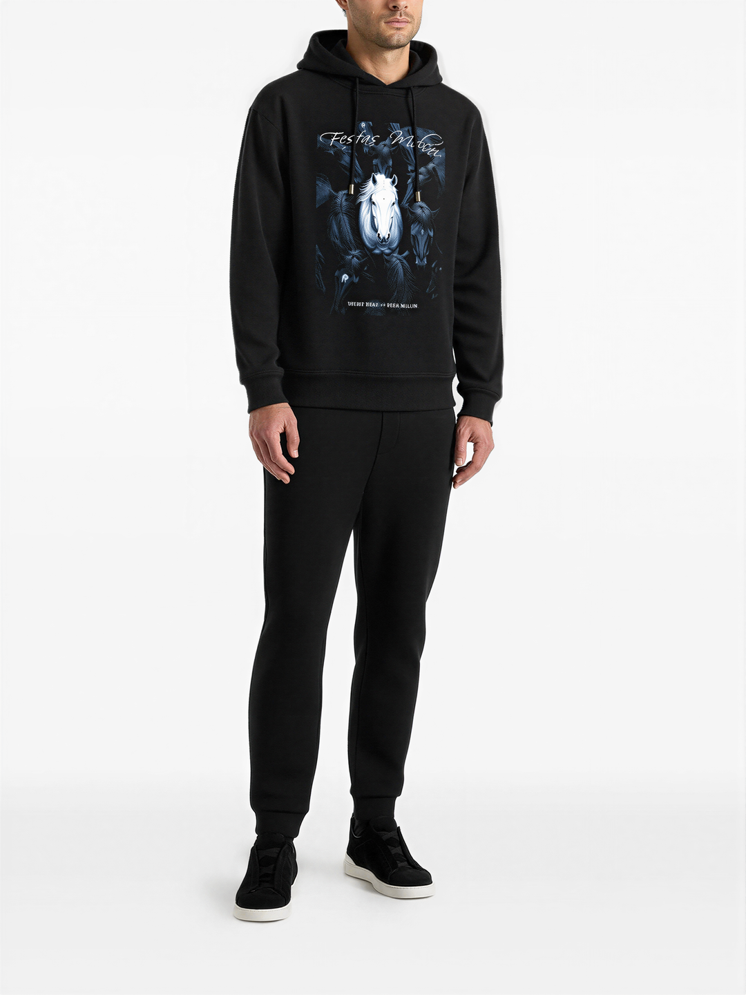 FesFas night horse-print Hoodie | Black | Men