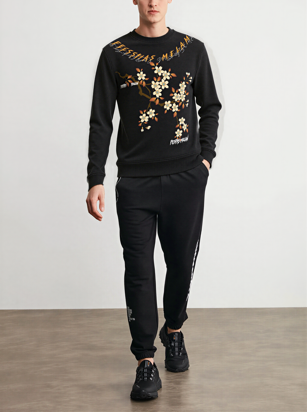 FesFas flowers-print Sweatshirt | Black | Men