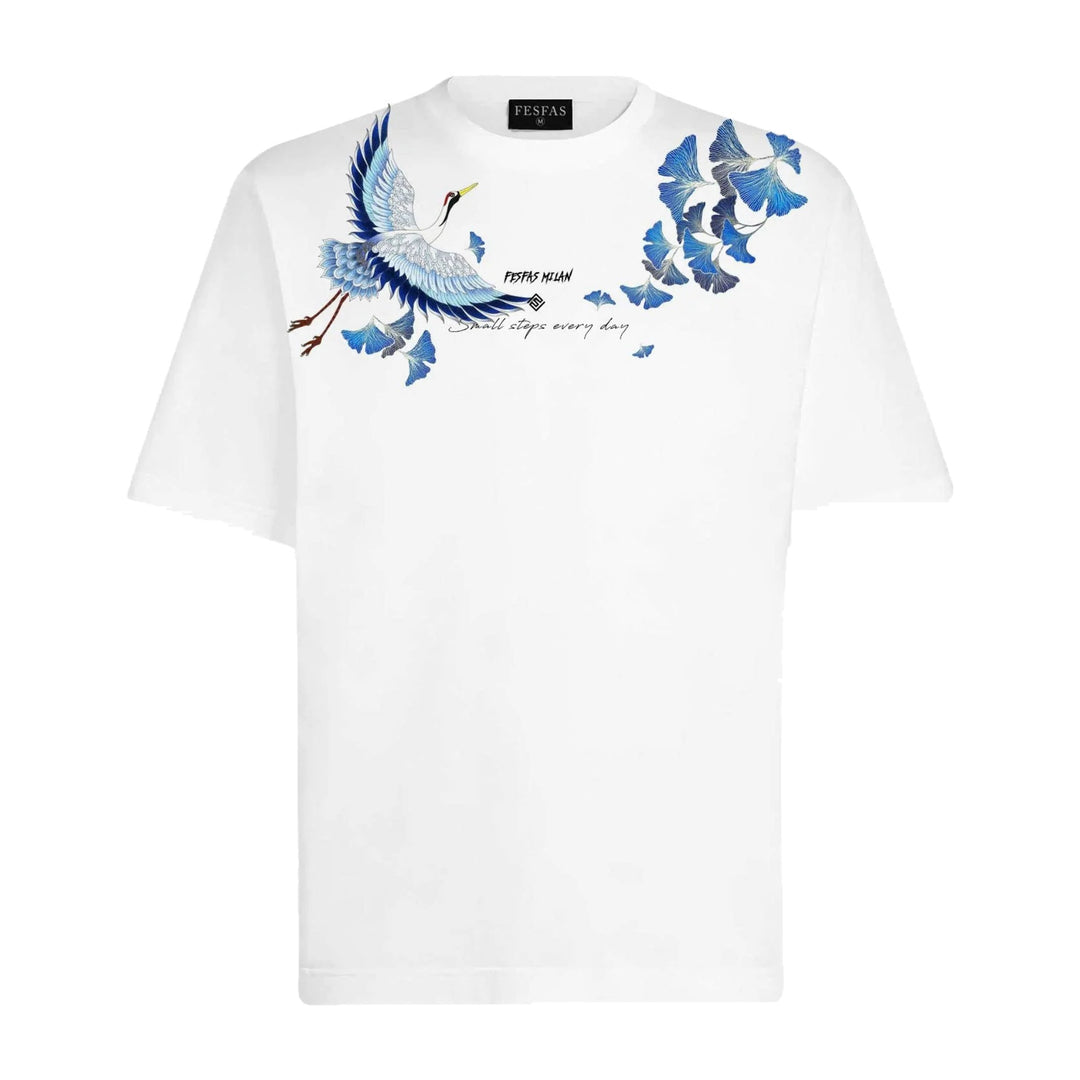 FesFas Blue Crane-print T-shirt