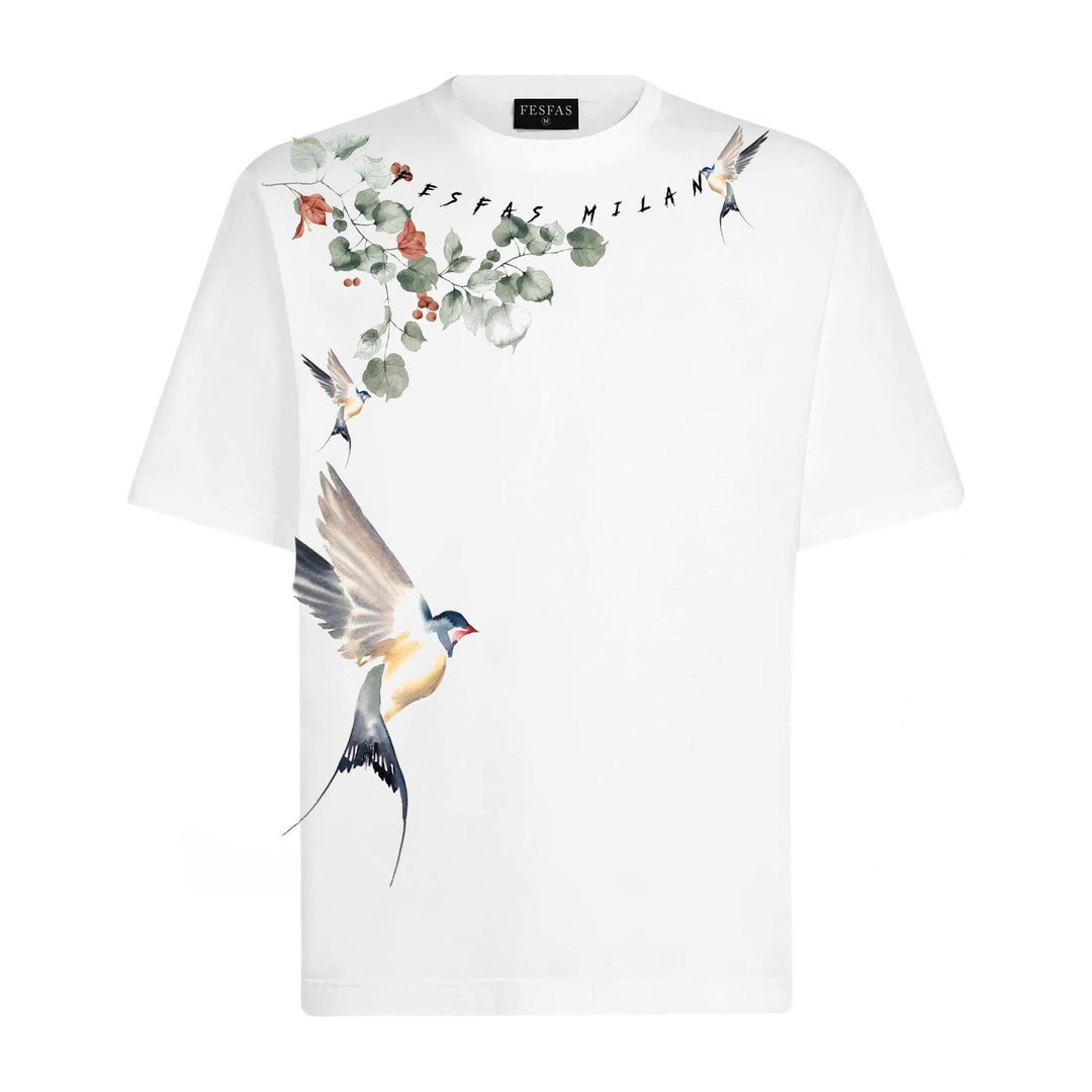 FesFas Eucalyptus Swallow-print T-shirt