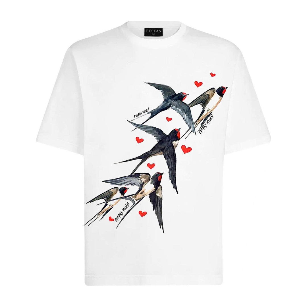FesFas Love Swallows-print T-shirt