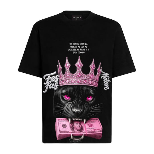 FesFas Pink Crown Panther-print T-shirt