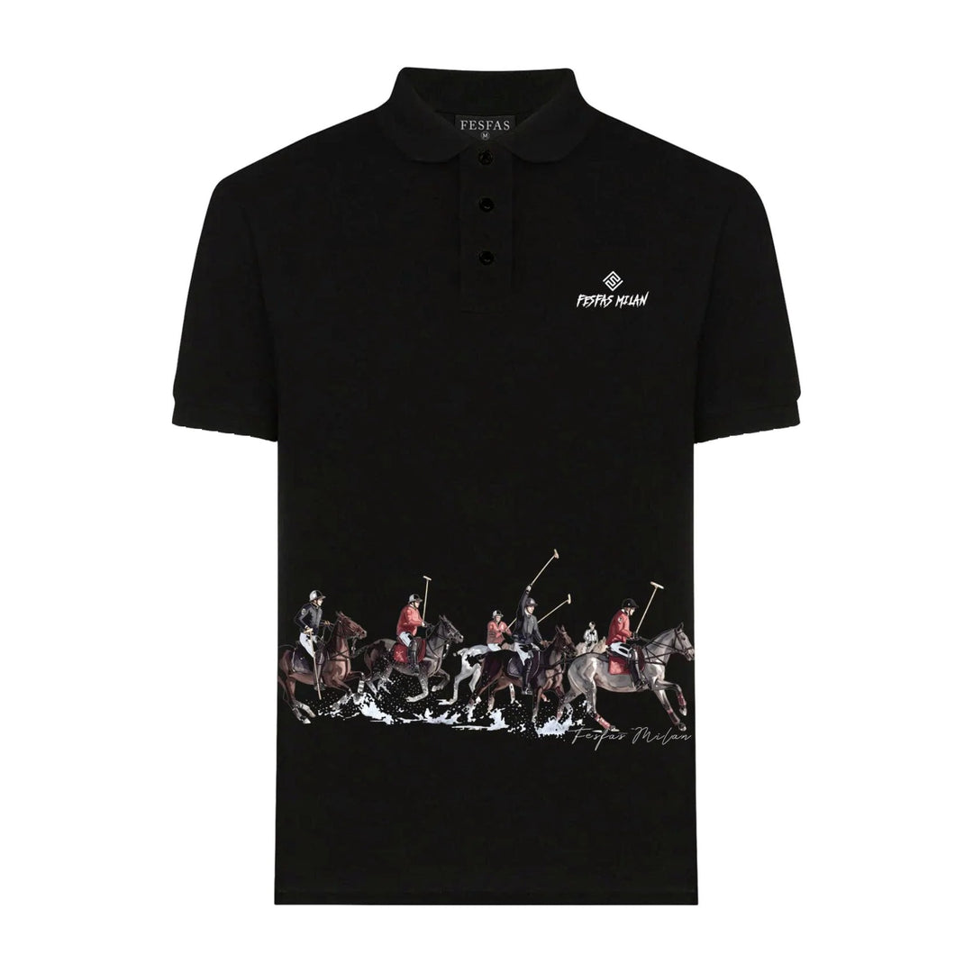 FesFas Polo Riders-print Polo Shirt